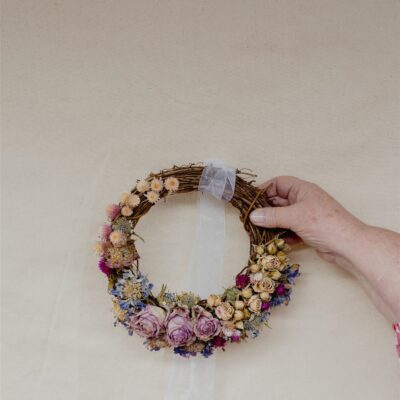 dried flower wreath roses