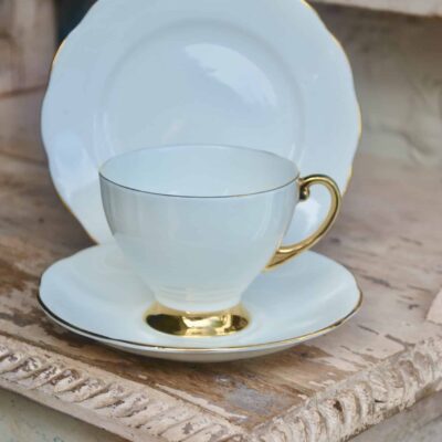Royal Standard White and Gold Trio Teacup Posy