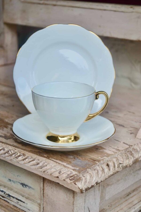 Royal Standard White and Gold Trio Teacup Posy