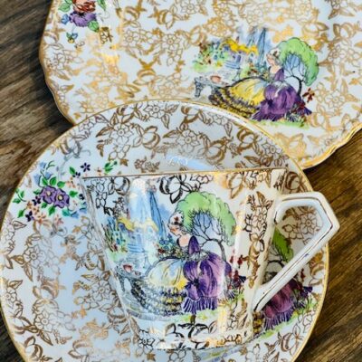 Purple Crinoline Lady Teacup Posy