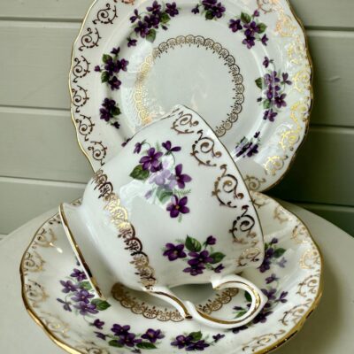 Old fashioned Violets Teacup Posy