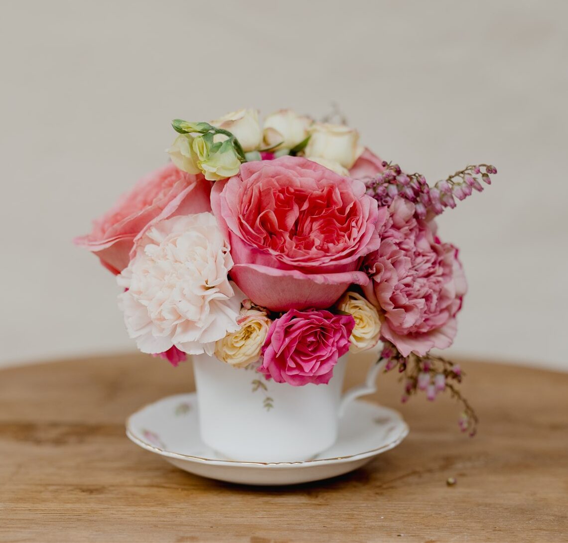 fresh flowers in teacup the perfect mothers day gift delivered Newcastle