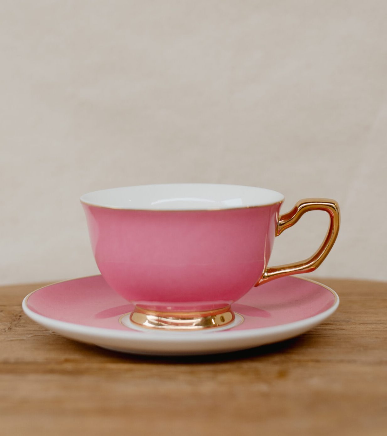 pink and white teacup