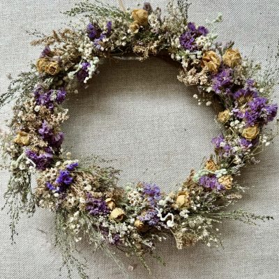 purple dried floral wreath delivery in australia