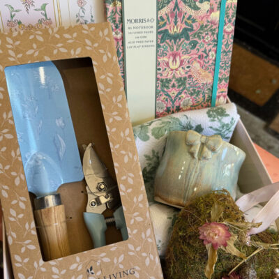 A beautiful garden-themed mothers day hamper from Mayflowers Florist Newcastle. Includes quality tools, pottery and more.