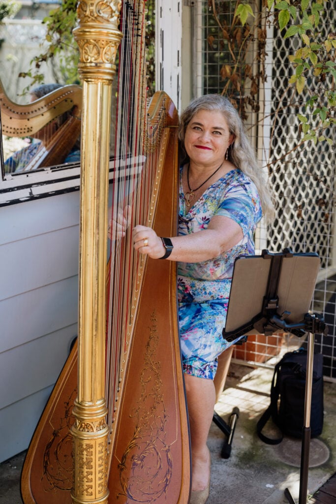 Karen played the Harp all afternoon in my garden. It was beautiful.